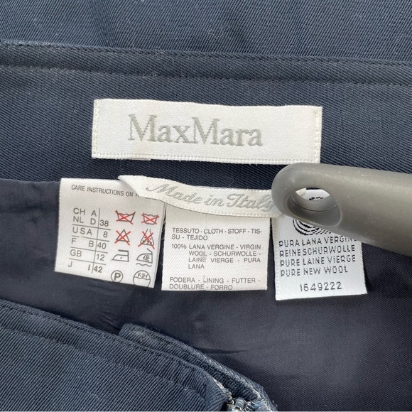 MaxMara Women's Navy 100% Virgin Wool Skirt Made in Italy Size 8 - Picture 7 of 9